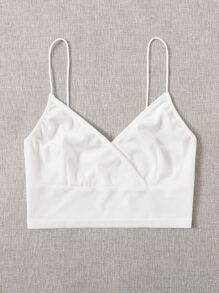 SHEIN EZwear Top de tirantes corto de terciopelo de cuello cruzado - Blanco - Ver 5