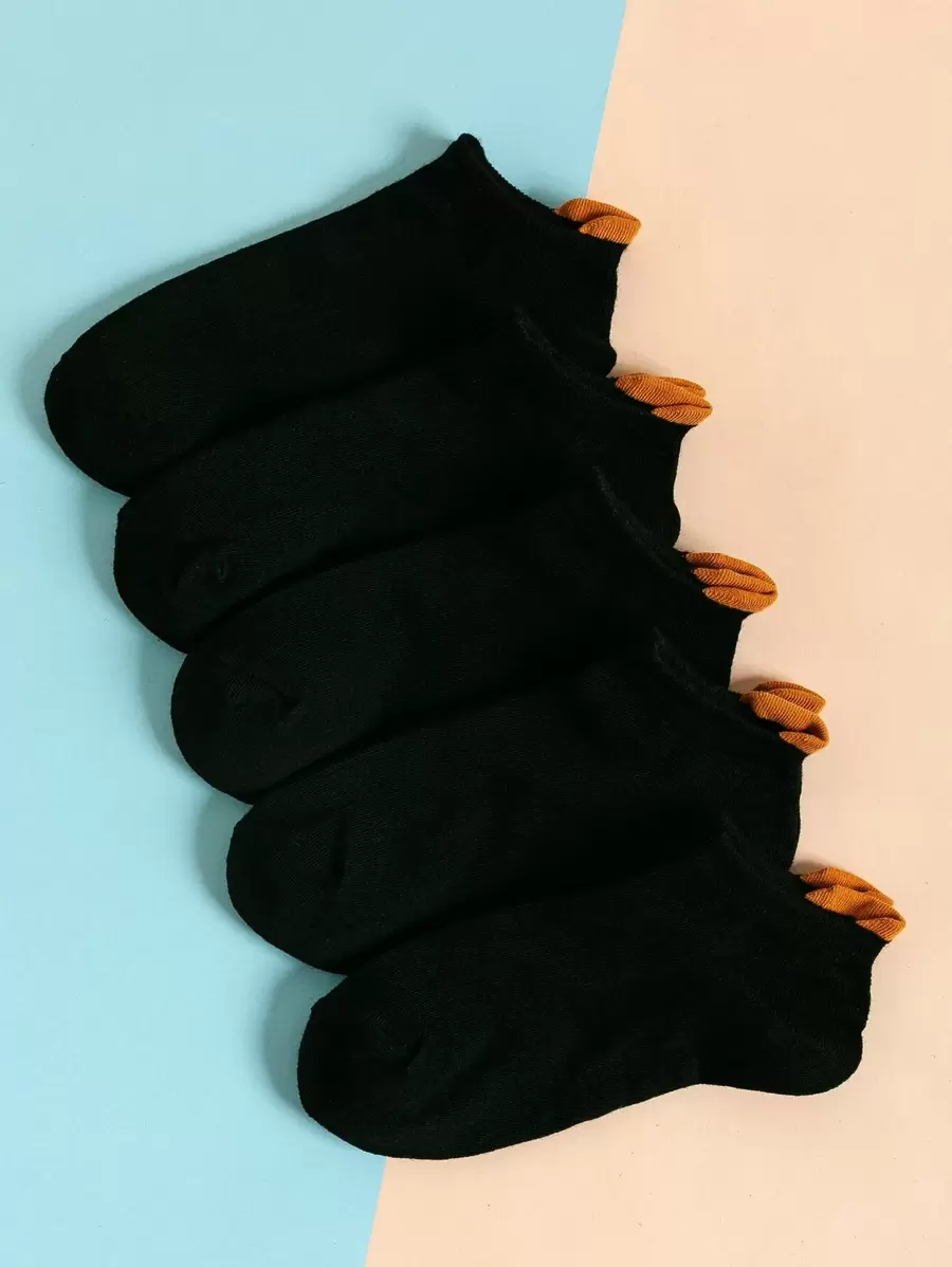 5pairs Simple Plain Socks