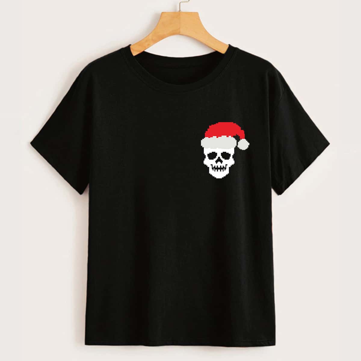 

Christmas Skull Graphic Tee, Black