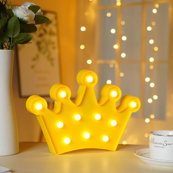 

1pc Crown Shaped Night Light, Yellow