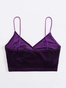 SHEIN EZwear 交叉領天鵝絨短版吊帶上衣 - 紫色 - 查看 2