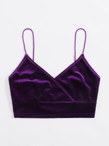 SHEIN EZwear 交叉領天鵝絨短版吊帶上衣 - 紫色 - 查看 5
