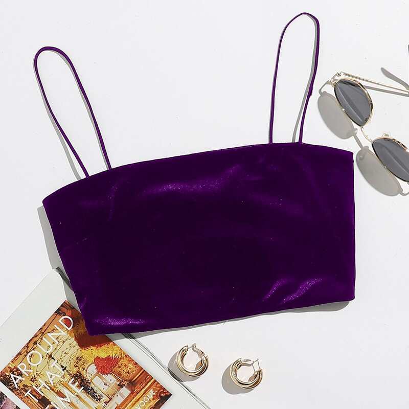 

Solid Crop Velvet Cami Top, Purple
