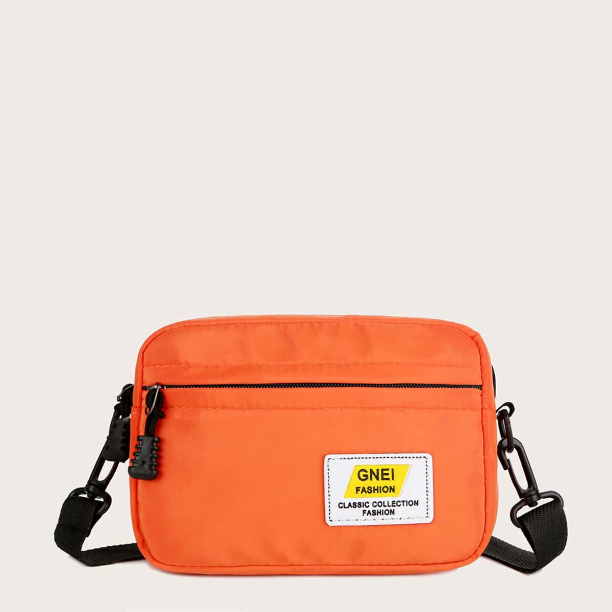

Letter Patch Crossbody Bag, Orange