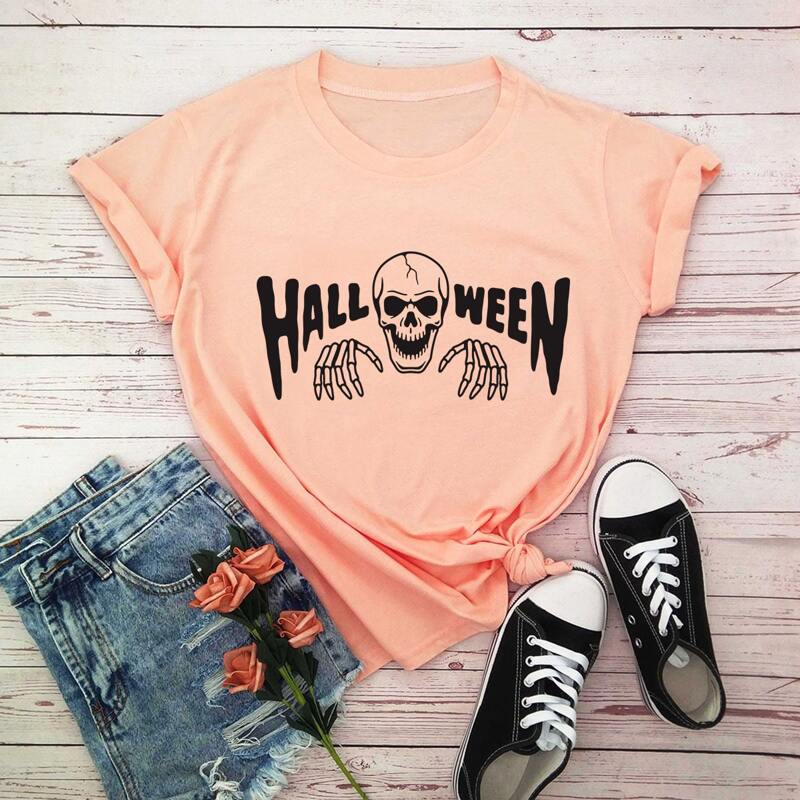 

Halloween Graphic Tee, Coral orange