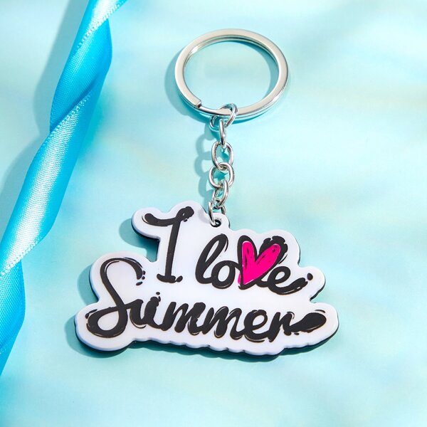 

Letter Engraved Keychain, White