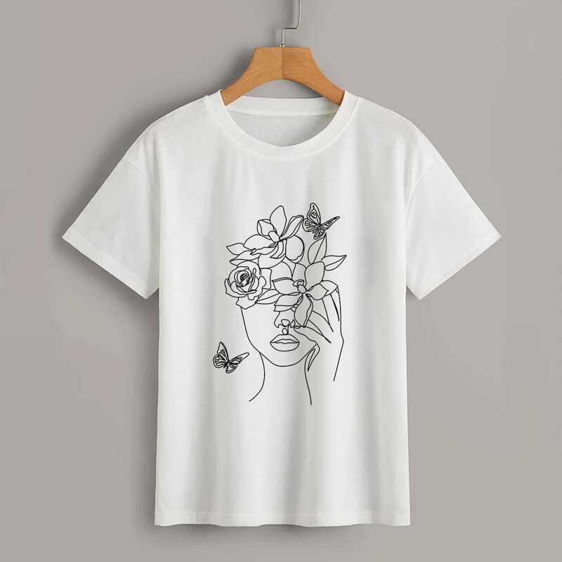 

Abstract Figure Graphic Tee, White