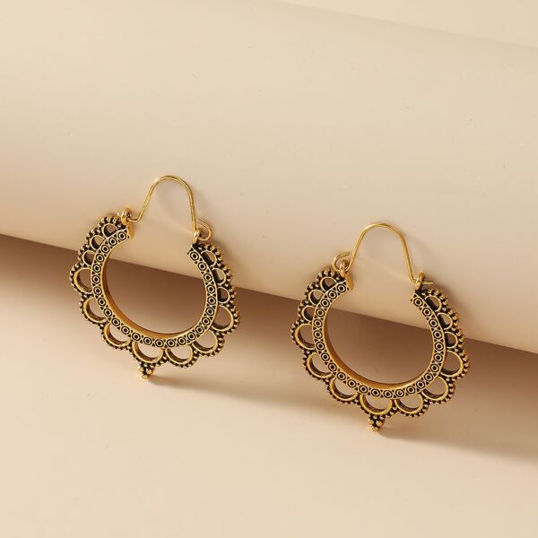 

Hollow Out Hoop Earrings, Gold