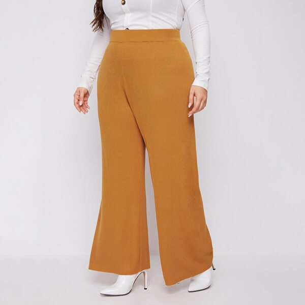 

Plus Solid Wide Leg Pants, Ginger