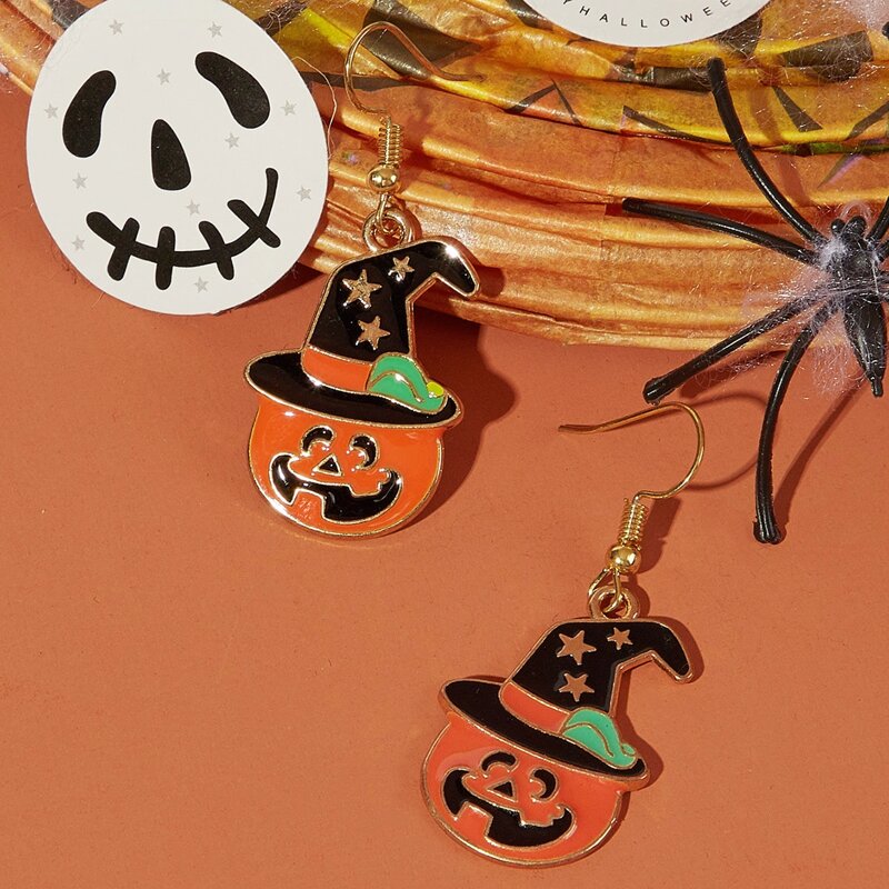 

Halloween Pumpkin Drop Earrings, Multicolor