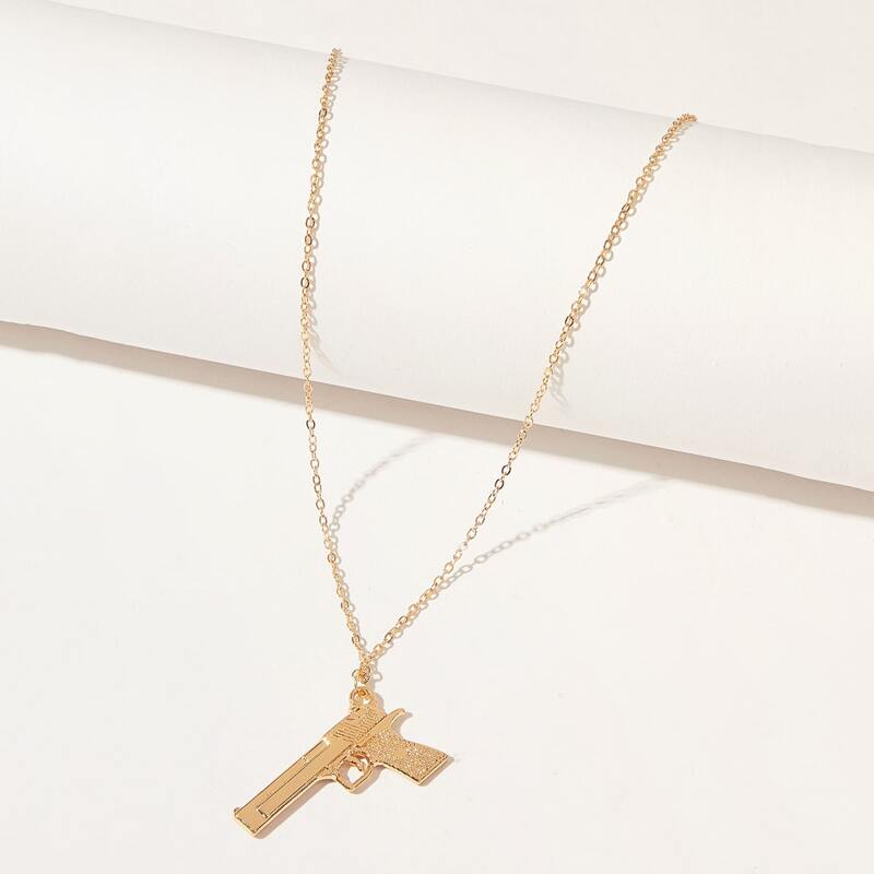 

Gun Pendant Necklace, Gold