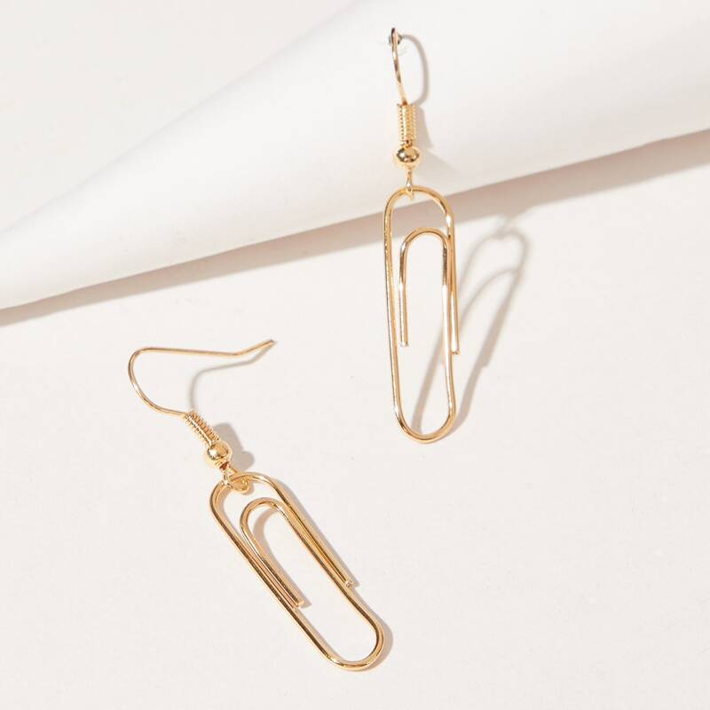 

Paper Clip Drop Earrings, Gold