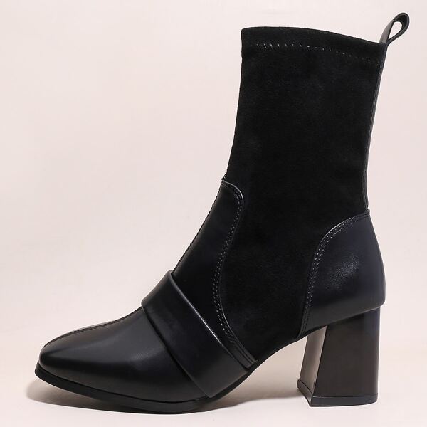 

Square Toe Ankle Boots, Black