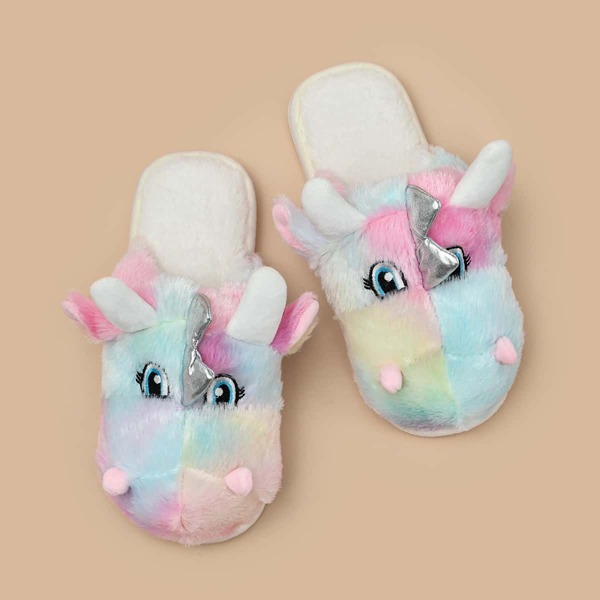 

Cartoon Decor Fluffy Slippers, Multicolor