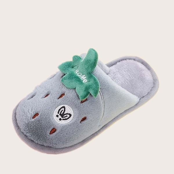 

Girls Round Toe Fluffy Slippers, Grey