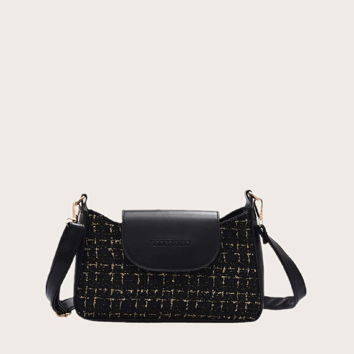 

Letter Embossed Crossbody Bag, Black