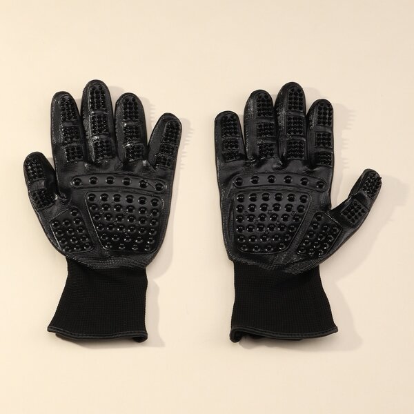 

1pair Silicone Dog Grooming Gloves, Black