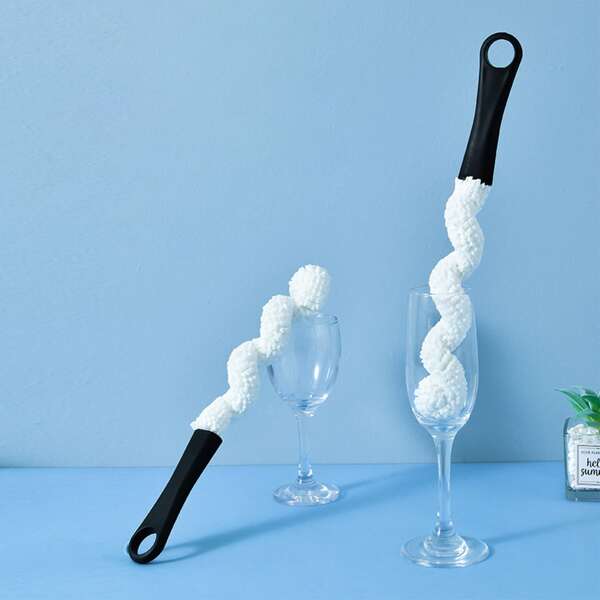 

1pc Cup Cleaning Brush, Black and white