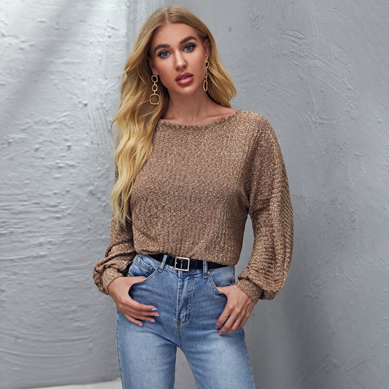 

Solid Dolman Sleeve Sweater, Mocha brown