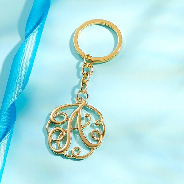 

Abstract Letter Charm Keychain, Gold