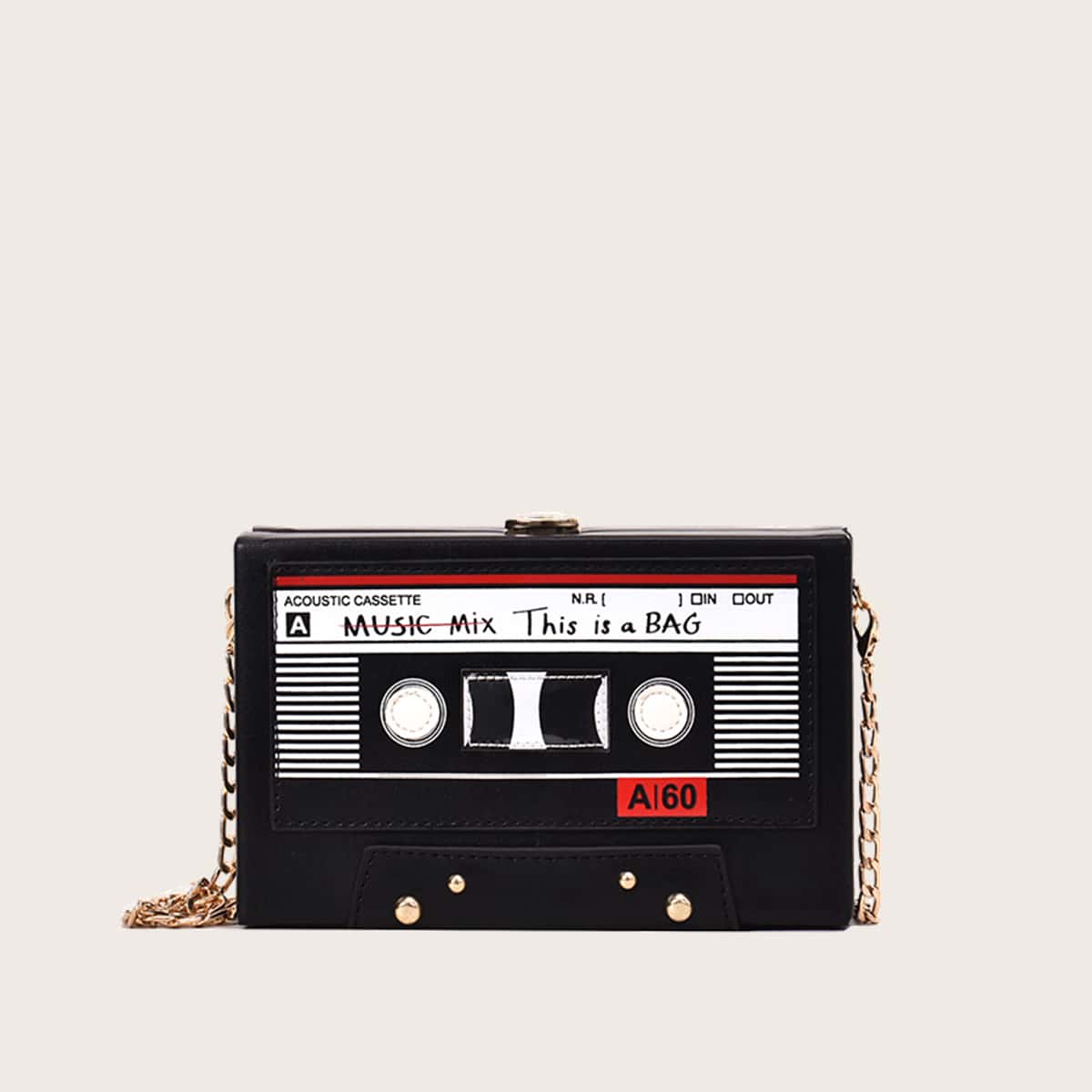 

Music Tape Chain Box Bag, Multicolor