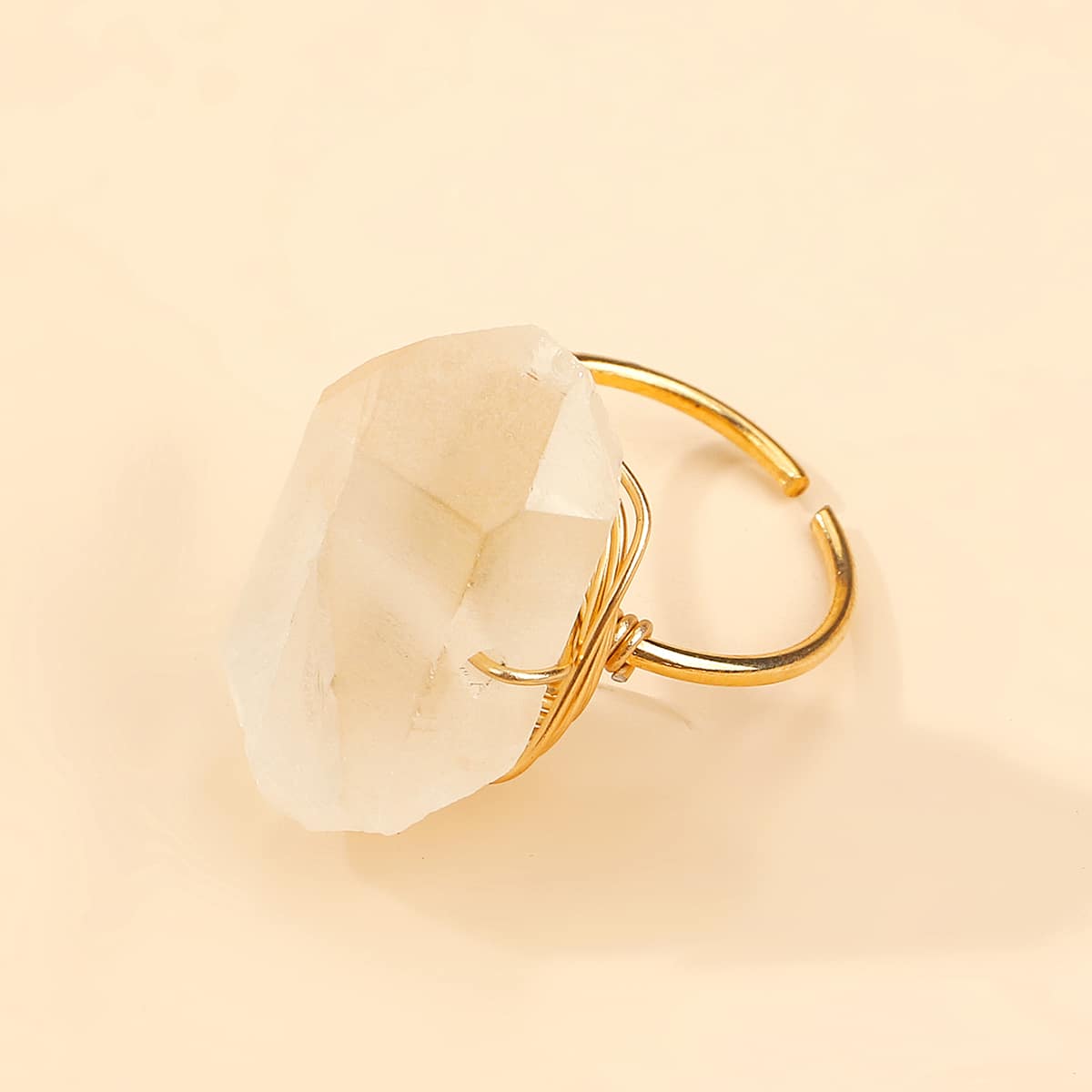 

Random Stone Decor Ring, Gold