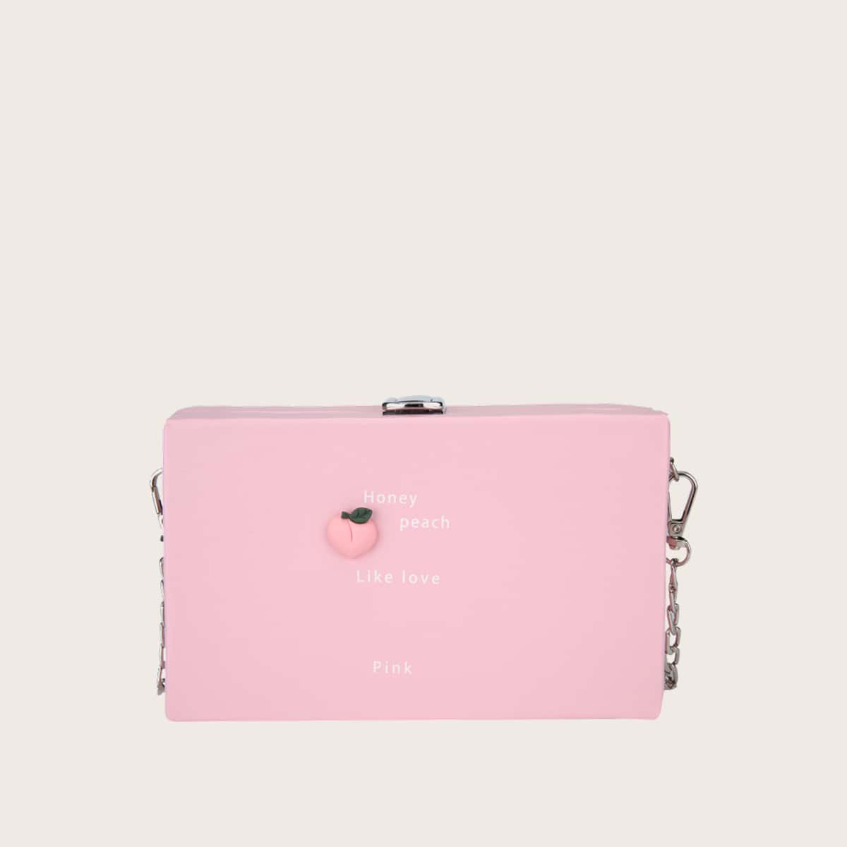 

Peach Chain Box Bag, Baby pink