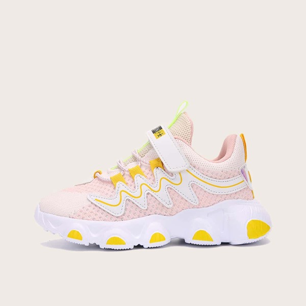 

Girls Wide Fit Velcro Strap Sneakers, Pink