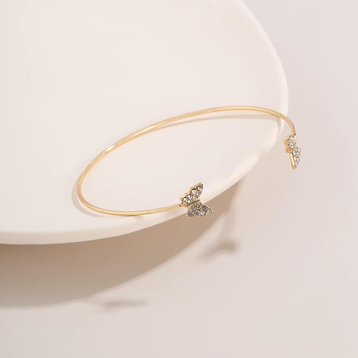 

Rhinestone Butterfly Cuff Bracelet, Gold