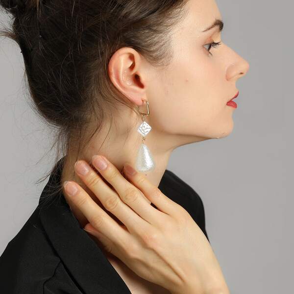 

Faux Pearl Drop Earrings, White