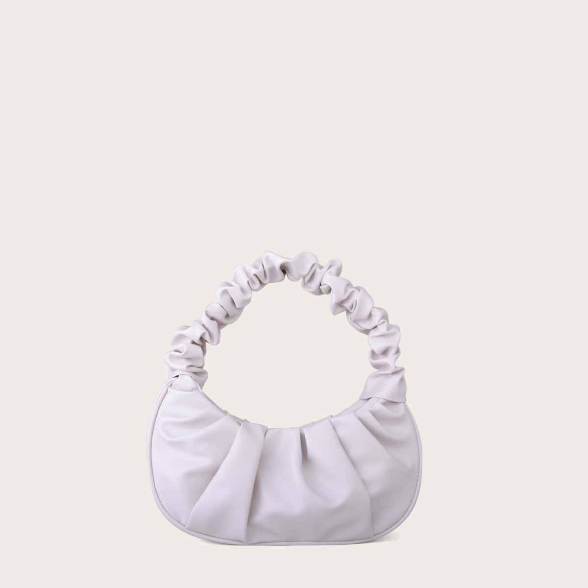 

Ruched Baguette Bag, White