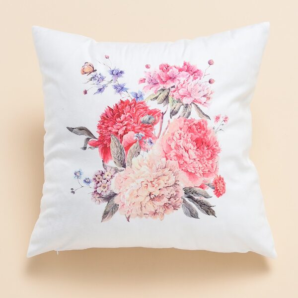 

Floral Pattern Cushion Cover Without Filler, White