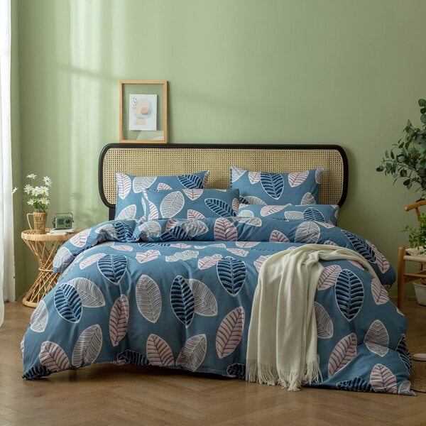 

Leaf Print Bedding Set Without Filler, Multicolor