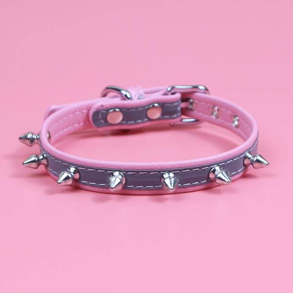 

Rivet Decor Dog Collar, Pink