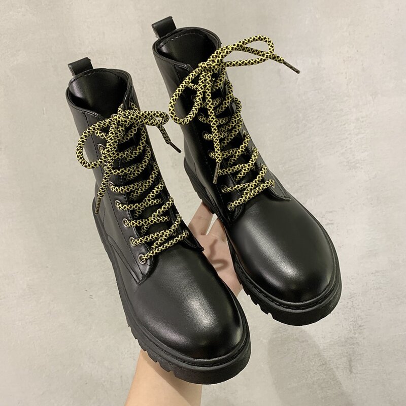 

Lace-up Front Combat Boots, Black