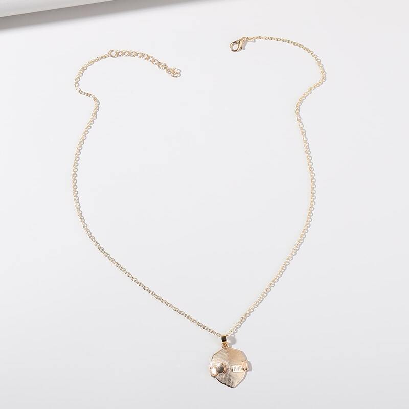 

Guys Face Mask Charm Necklace, Gold