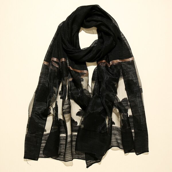 

Butterfly Pattern Scarf, Black