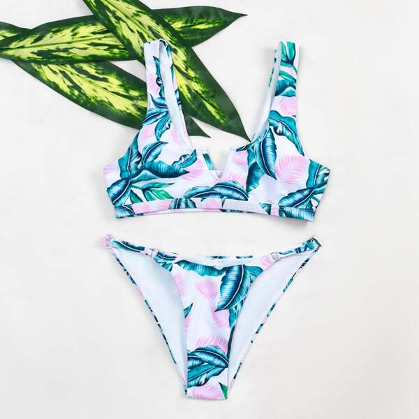 

Tropical V Wired Tanga Bikini Swimsuit, Multicolor