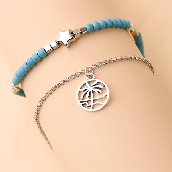 

2pcs Tree Decor Anklet, Green