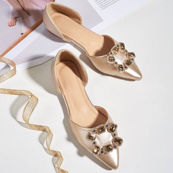 

Metallic Gemstone Decor Flats, Champagne