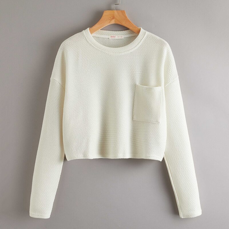 

Solid Pocket Sweater, Beige