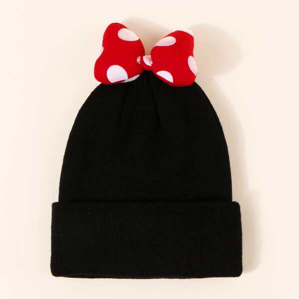

Toddler Girls Bow Decor Beanie, Black