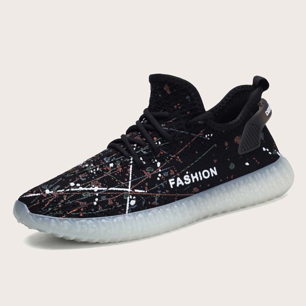 

Men Letter Graphic Lace Up Decor Sneakers, Black