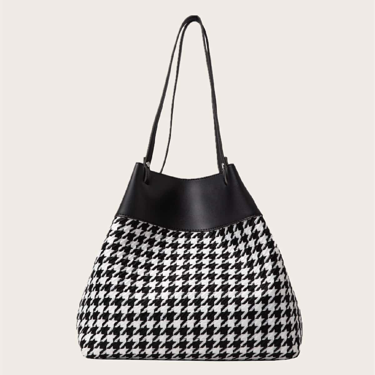 

Houndstooth Tote Bag, Black and white