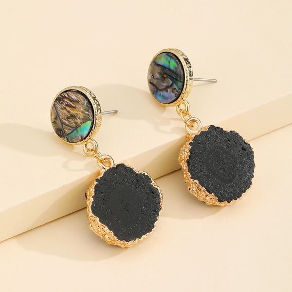 

Abalone Shell Decor Drop Earrings, Black