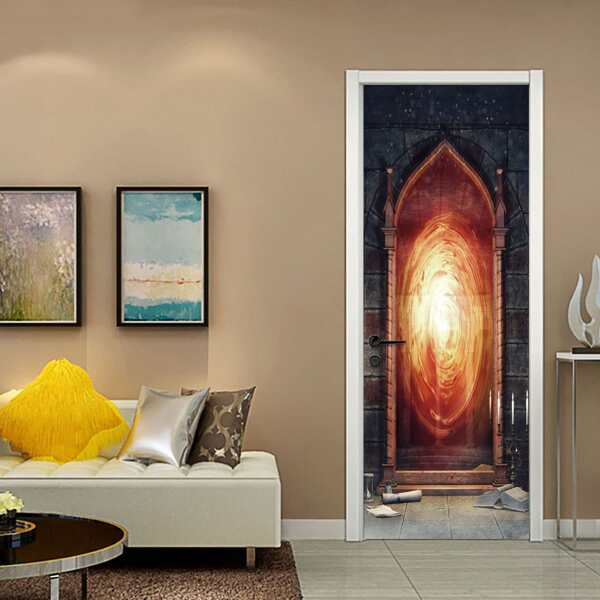 

3D Magic Gate Pattern Door Sticker, Multicolor