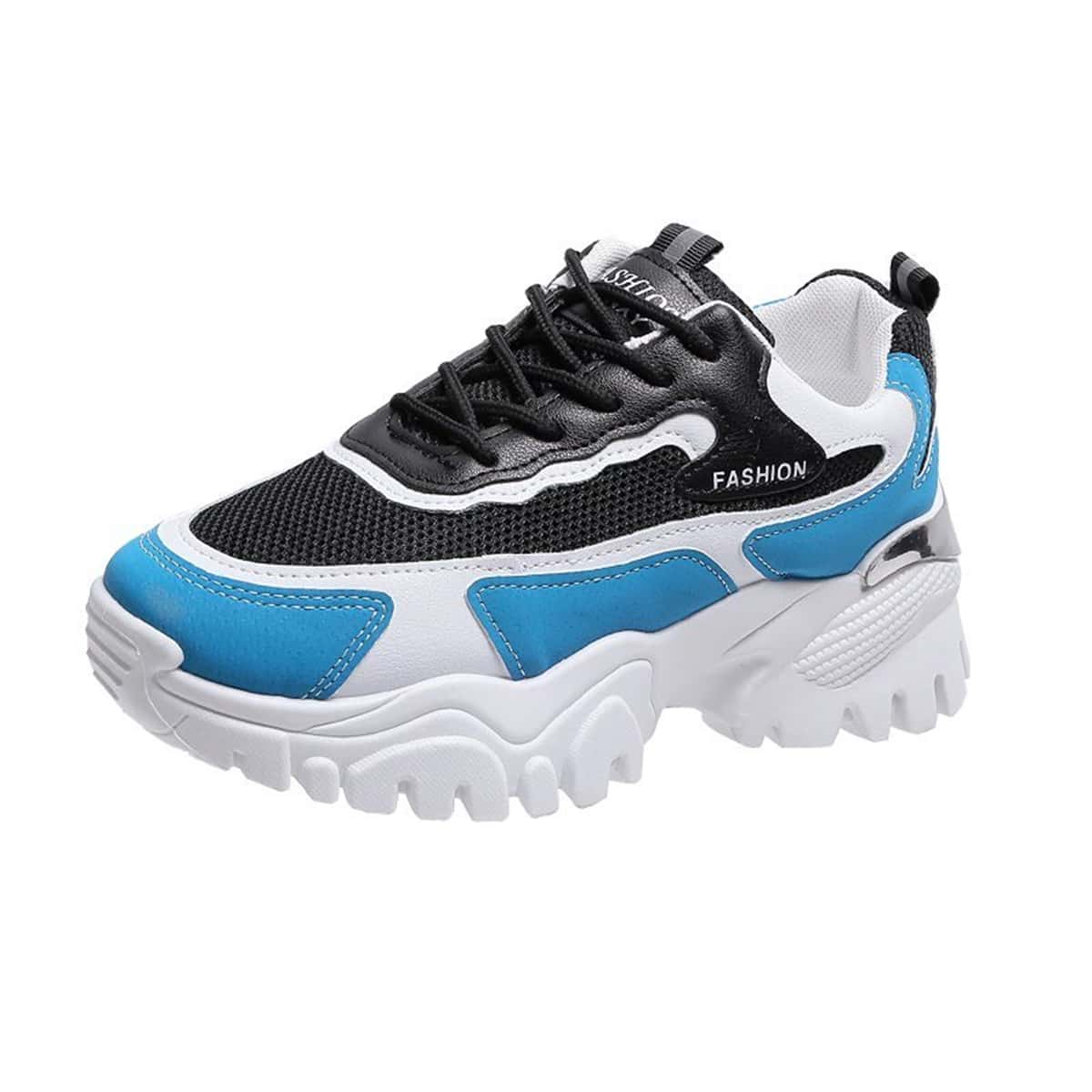 

Colorblock Lace-up Chunky Trainers, Multicolor