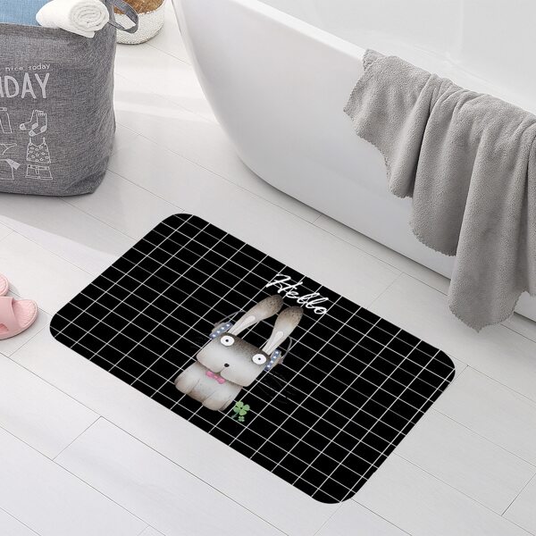 

Cartoon Rabbit Print Floor Mat, Black