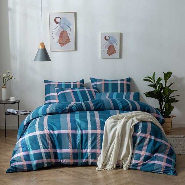 

Plaid Pattern Bedding Set Without Filler, Multicolor