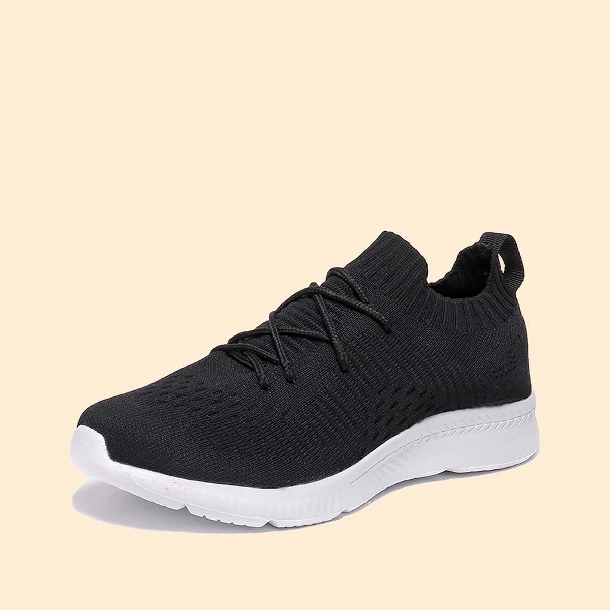 

Lace-up Decor Wide Fit Sneakers, Black